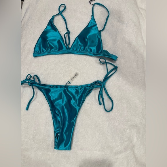 Zaful Blue Shimmer String Bikini - Picture 1 of 5